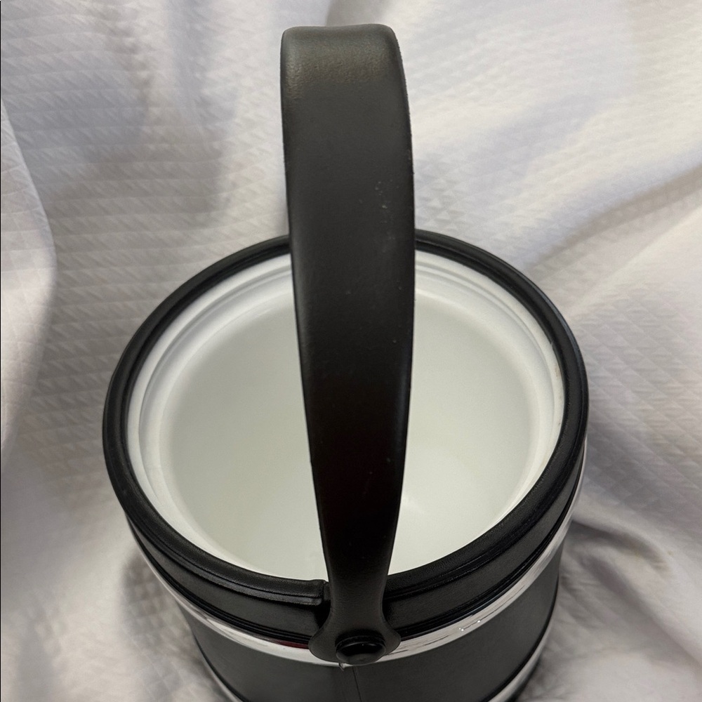 Vintage Kraftware MCM Black Vinyl Ice Bucket - Chrome Style Trim & Lid - Picture 12 of 15